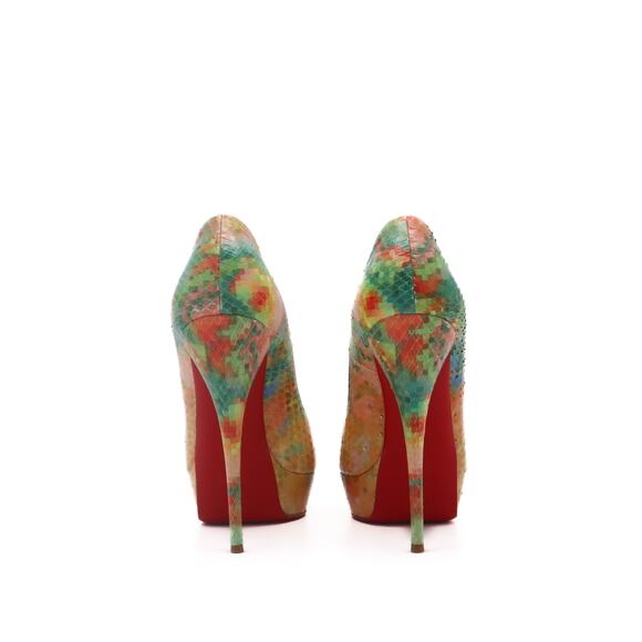 Christian Louboutin Multicolor Python Pixel Troca 140 Peep Toe Heels 40.5 - Picture 4 of 11